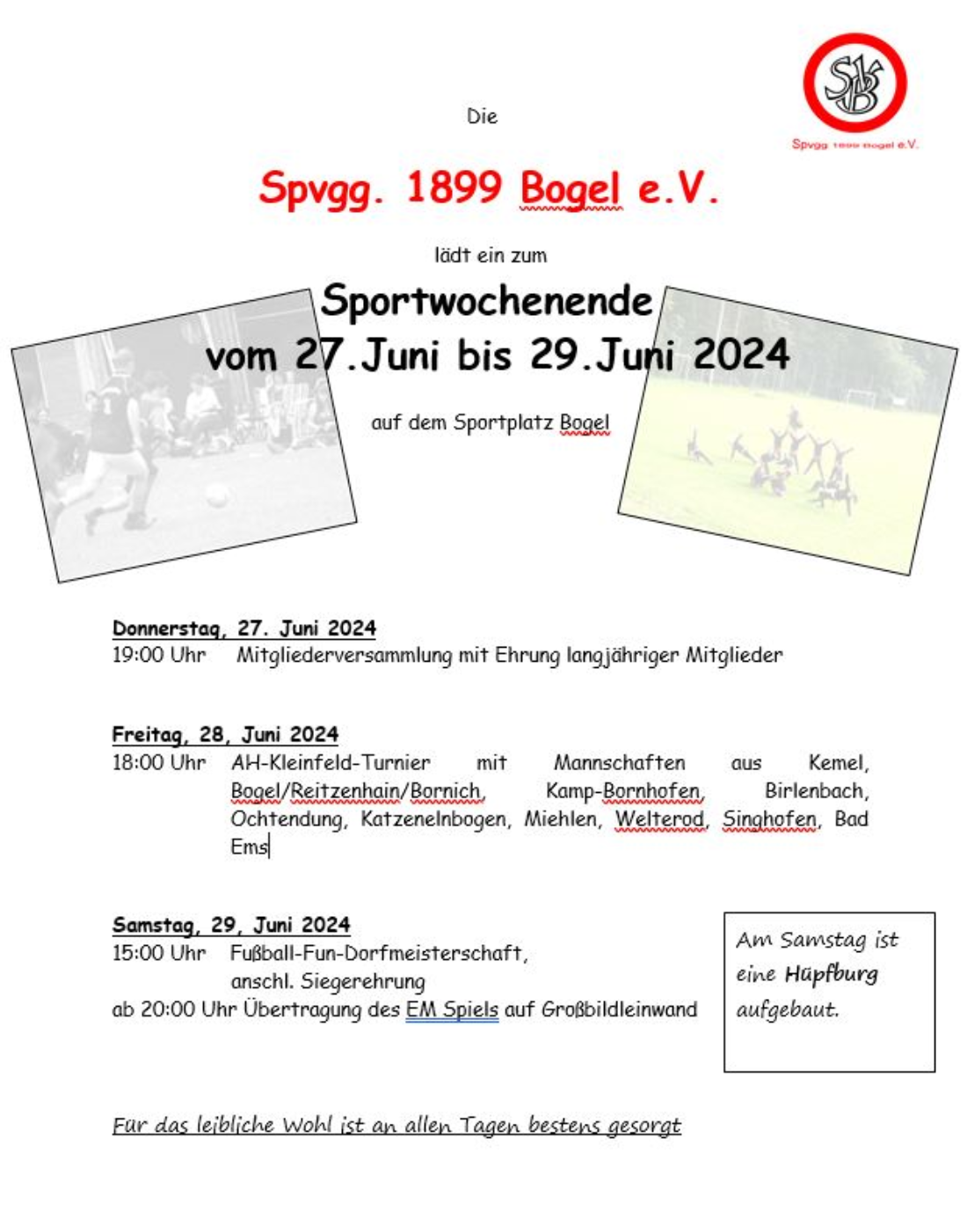 Sportwochenende vom 27.-29.06.2024