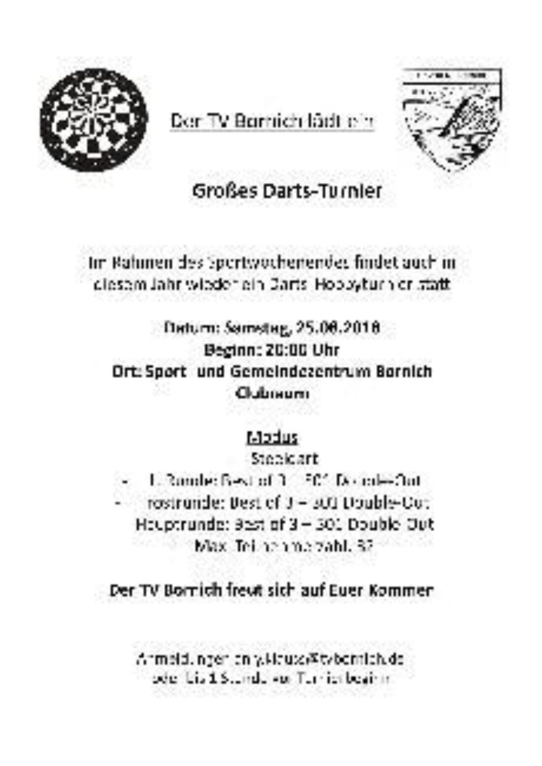 Dartturnier des TV Bornich am 25.08.2018
