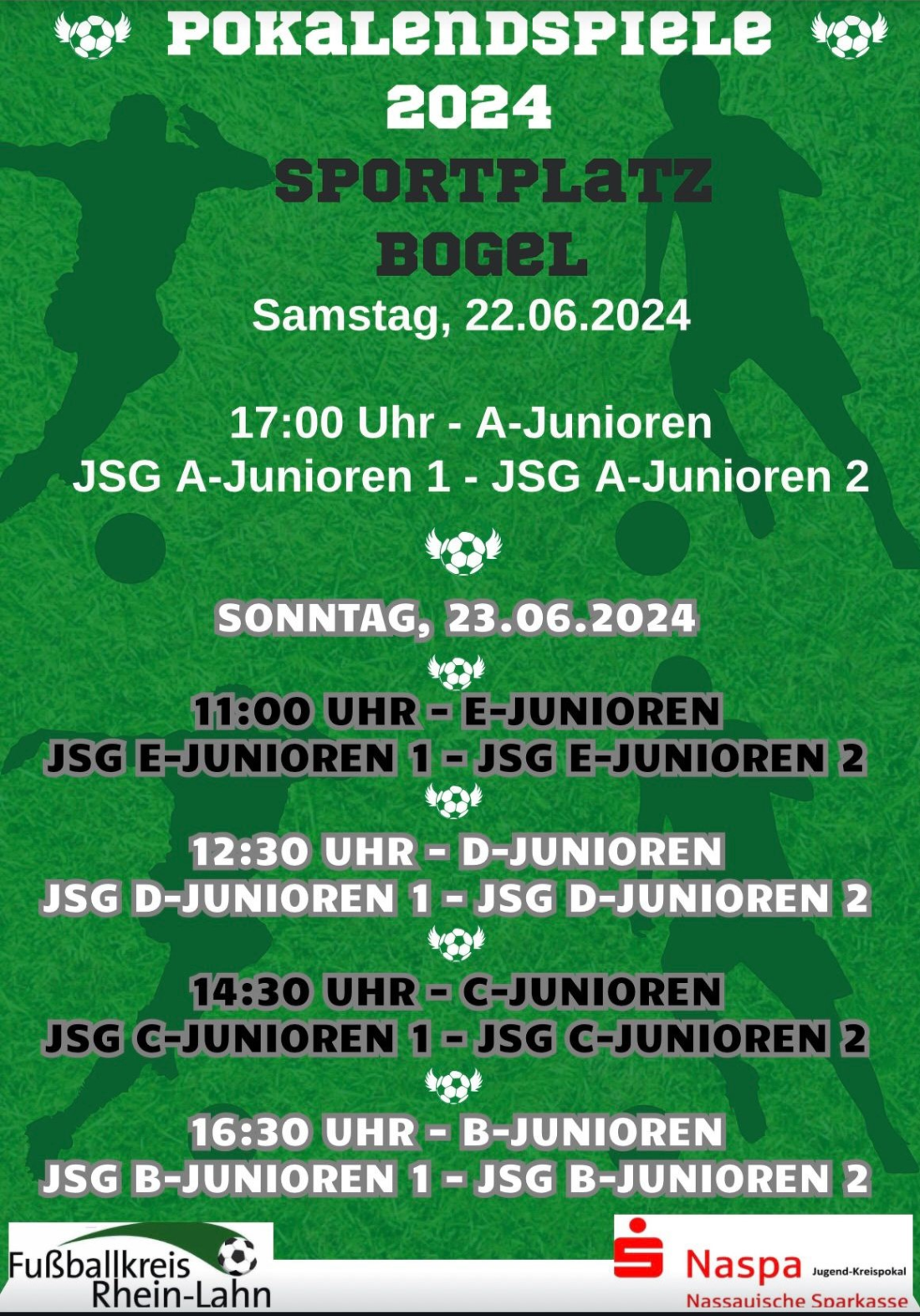 Kreispokalendspiele der Jugend in am 23.+24.06 in Bogel