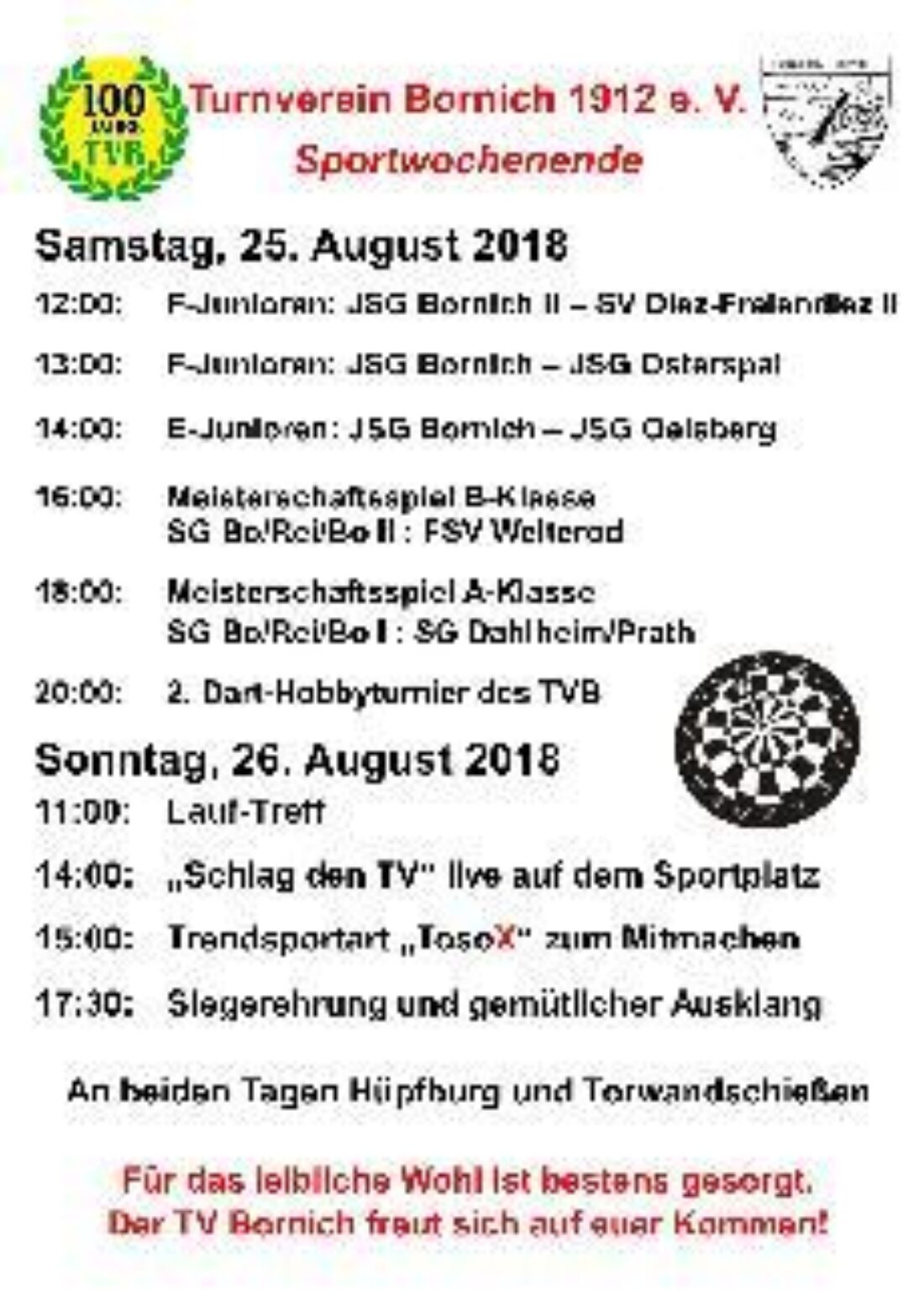 Sportwochenende des TV Bornich am 25.+26.08
