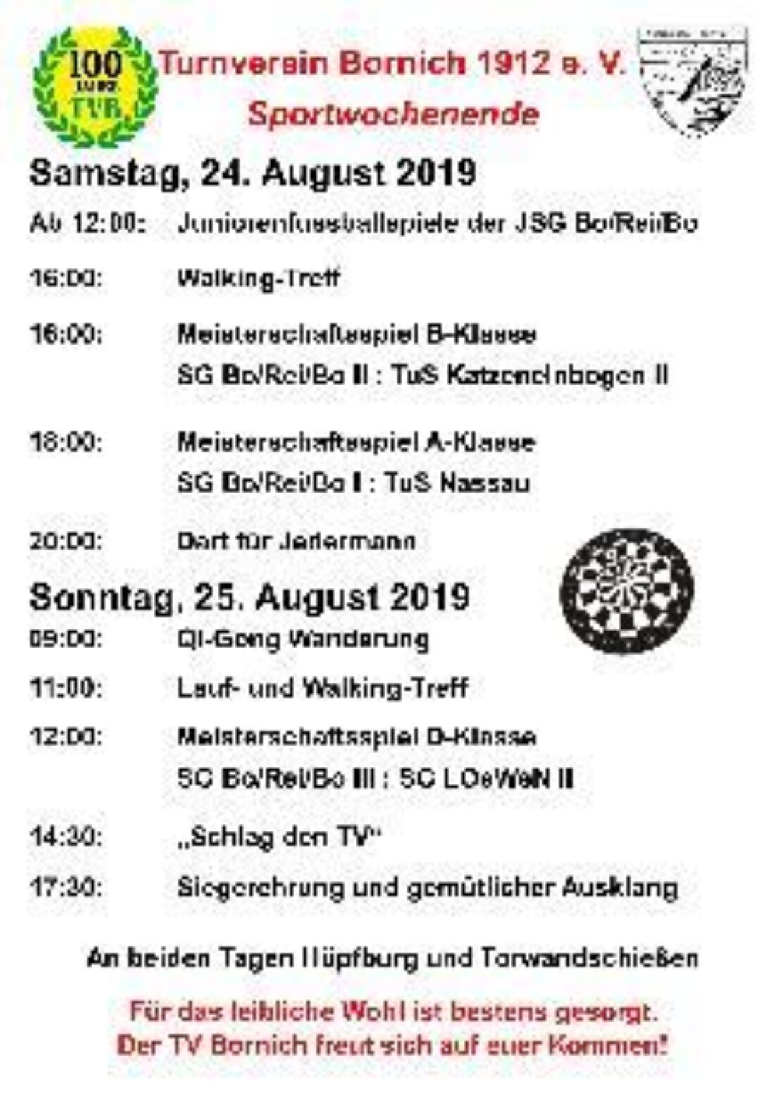 Sportwochenende des TV Bornich am 24/25.08