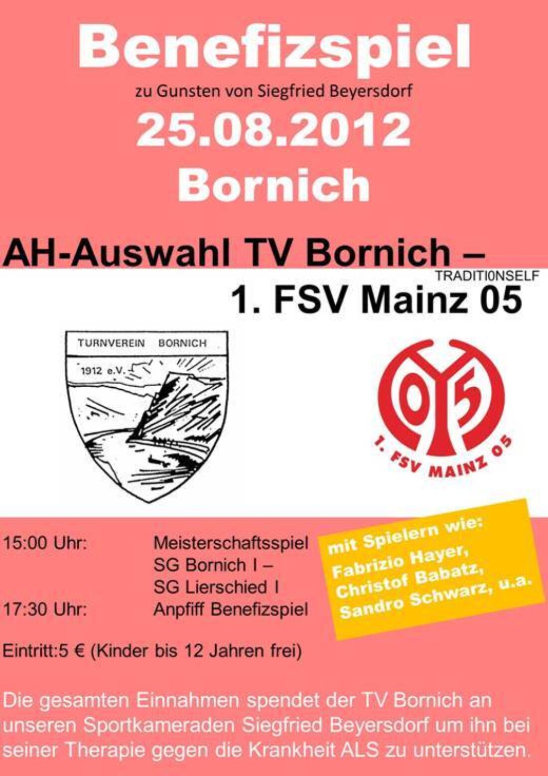 Benefizspiel zu Gunsten von Siggi Beyersdorf am 25.08