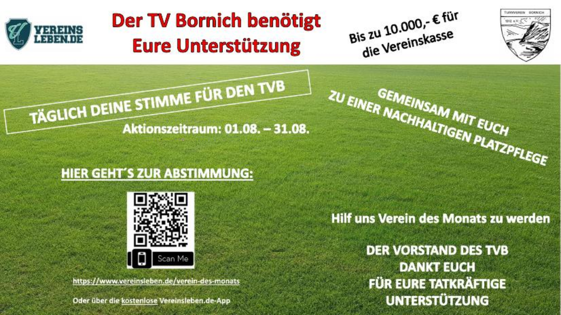 Abstimmen und unseren Freunden des TV Bornich helfen
