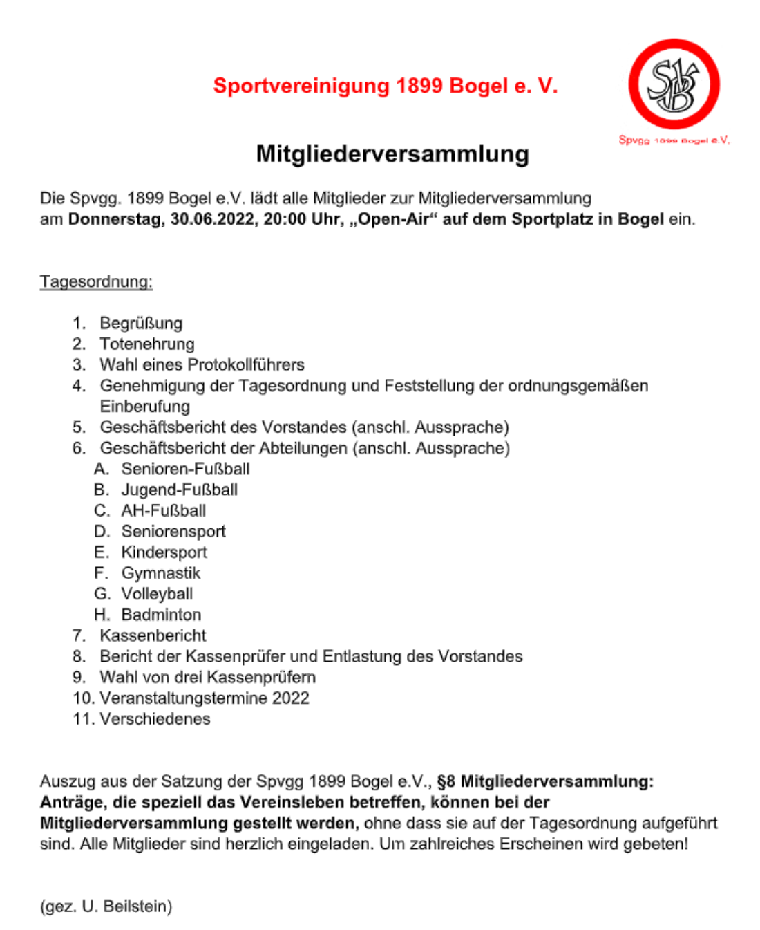 Mitgliederversammlung 30.06.2022
