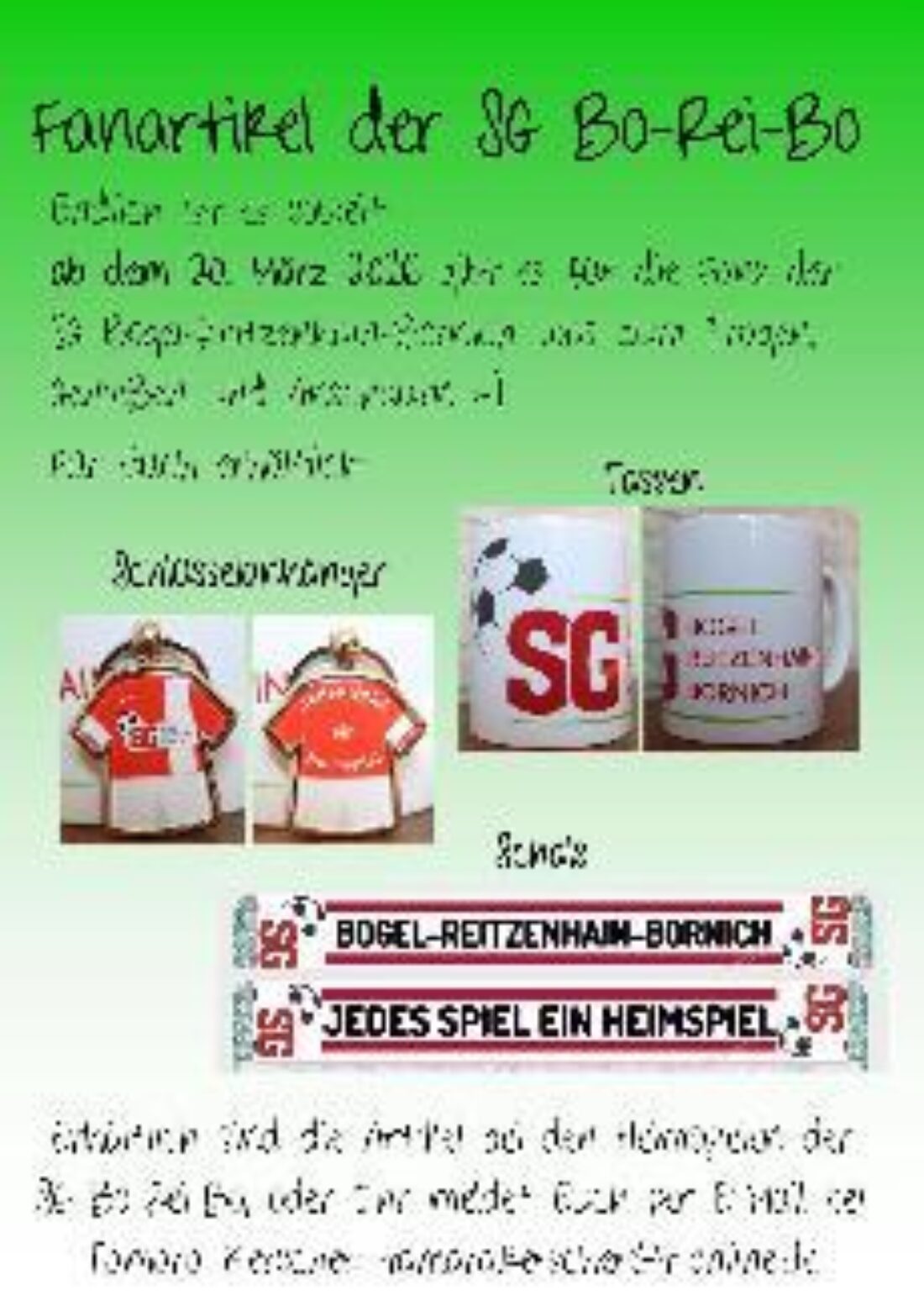 Neu: "Fanartikel" der SG BoReiBo ab sofort erhältlich