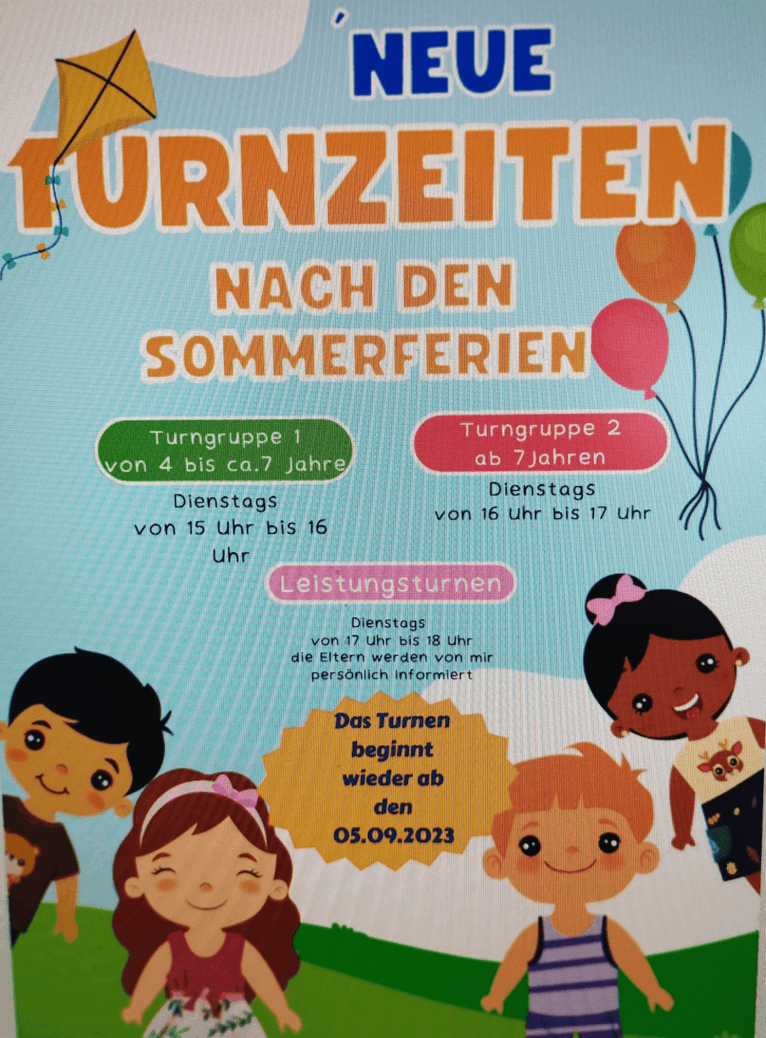 Neue Turnzeiten - Neue Turngruppe