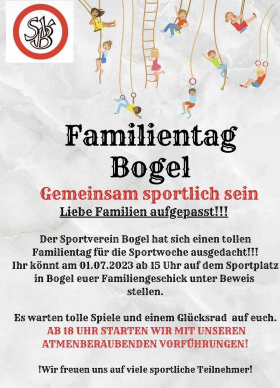 Familientag 01.07.23 auf dem Sportplatz